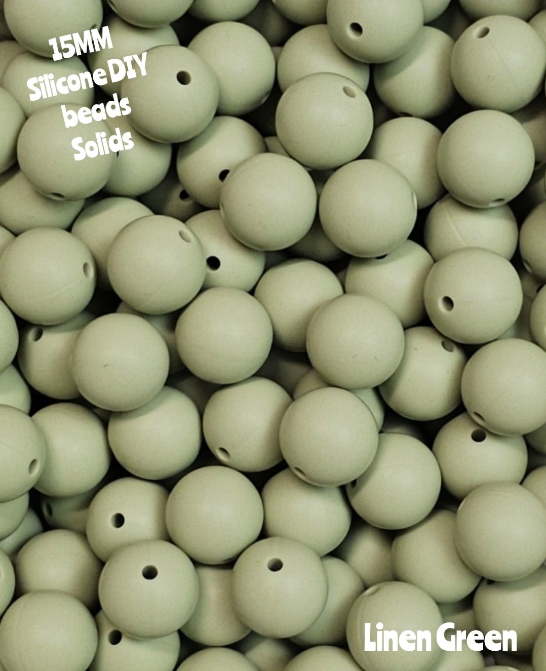 15mm DIY Silicone Solids 1 Count Linen Green