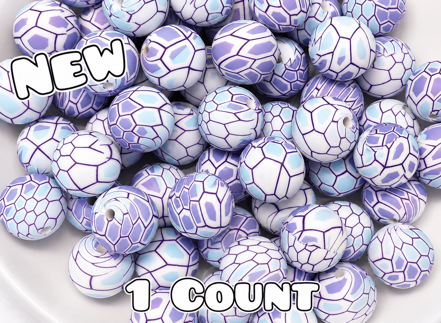 New 1 Count DIY Silicone Beads 15mm printed Multi Colored Snake Skin