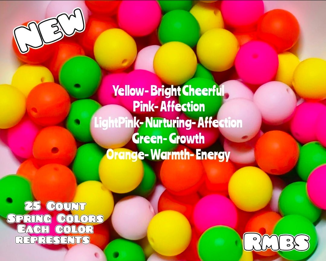 New 25 Count 15mm Solids Spring Mix Silicone Beads