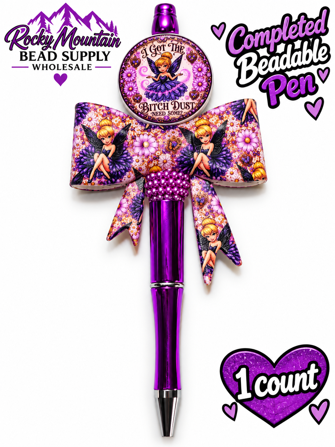 New 1 Count Completed Beadable Pen Exclusive Design Wholesale Sassy Fairy