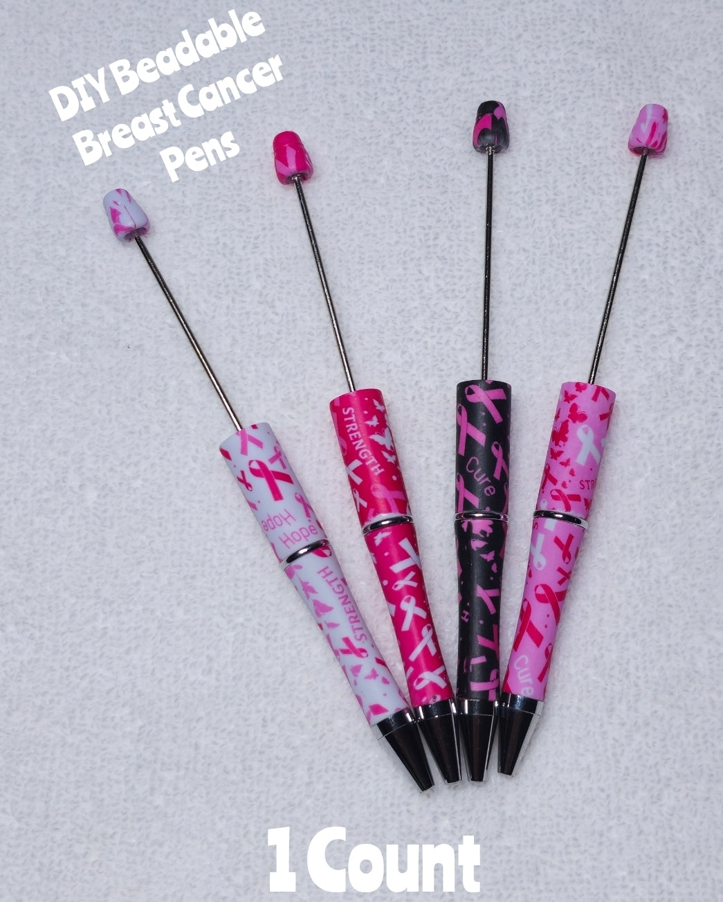 1 Count Beadable Pens DIY Beadable Blanks Craft Supplies Breast Cancer Awareness