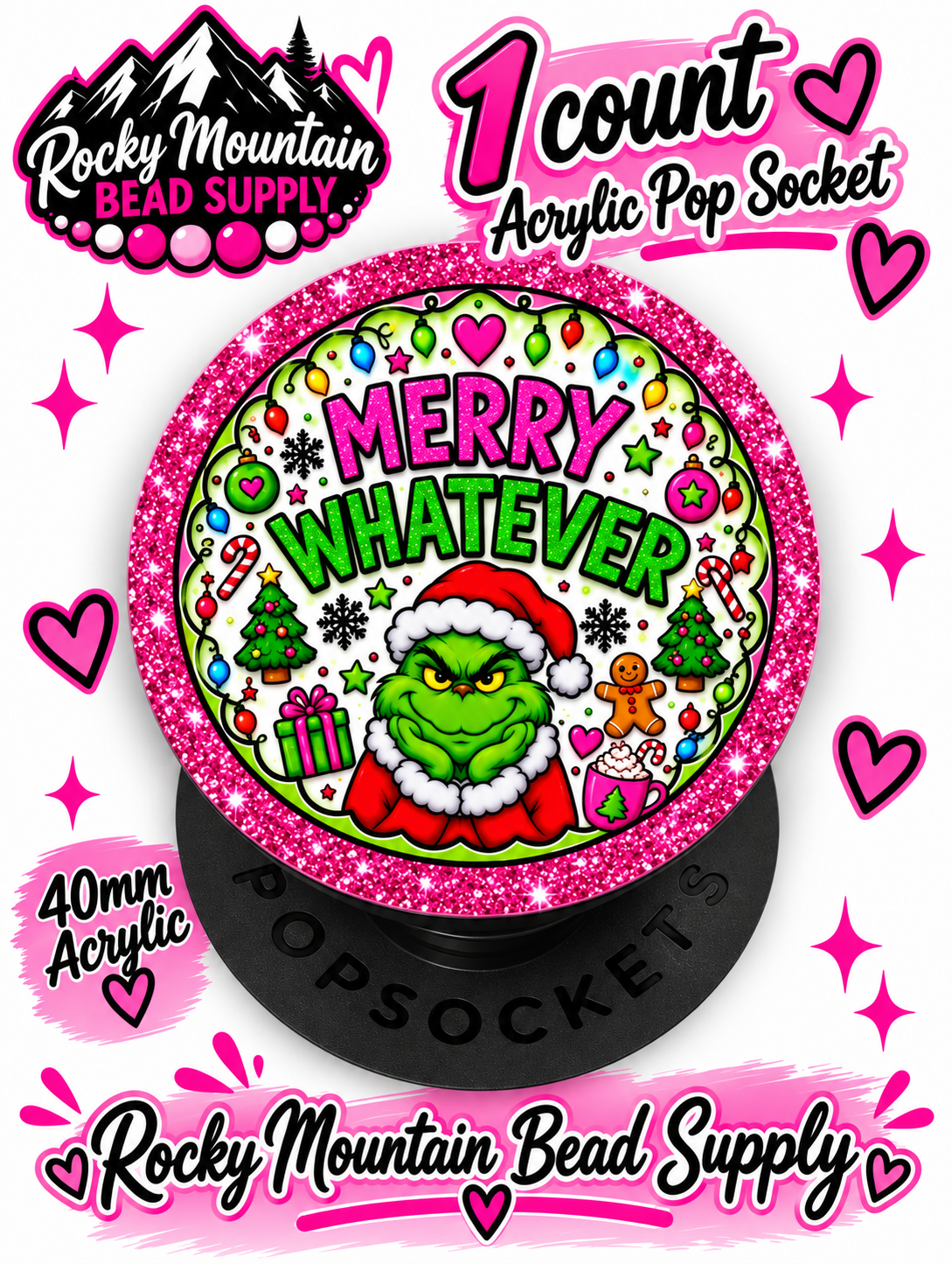 New 1 Count Completed Exclusive Design Wholesale Acrylic Flatback Phone Pop Socket
