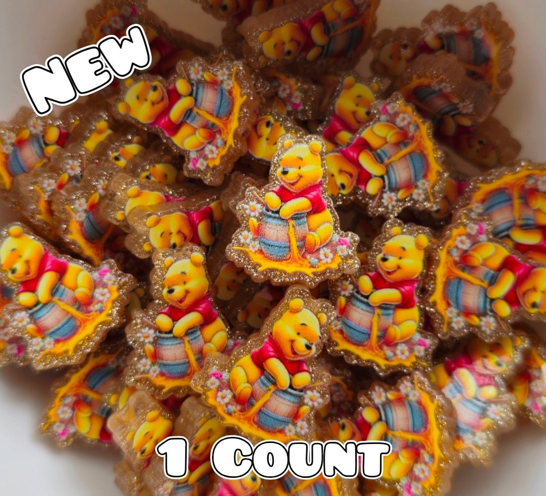 New 1 Count Focal Bead Acrylic Pooh Bear