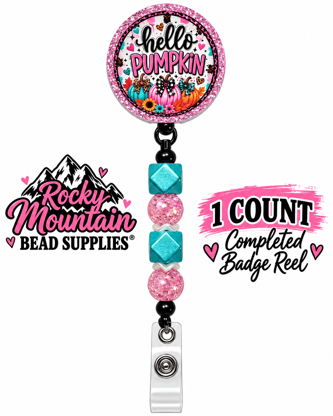 New 1 Count Completed Beadable Badge Reel Exclusive Design Wholesale