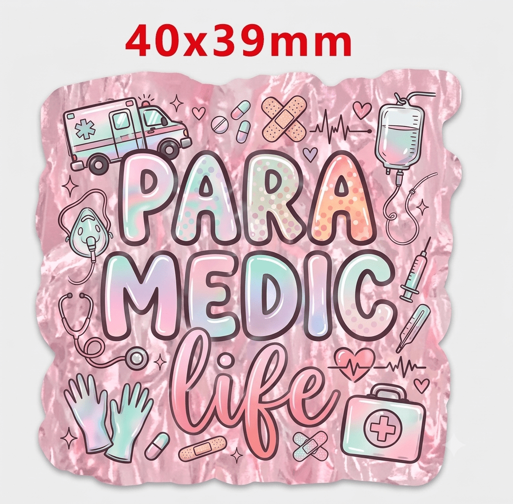 Glitter Acrylic Flatback- Acrylic Planer Resin Charm Paramedic Life