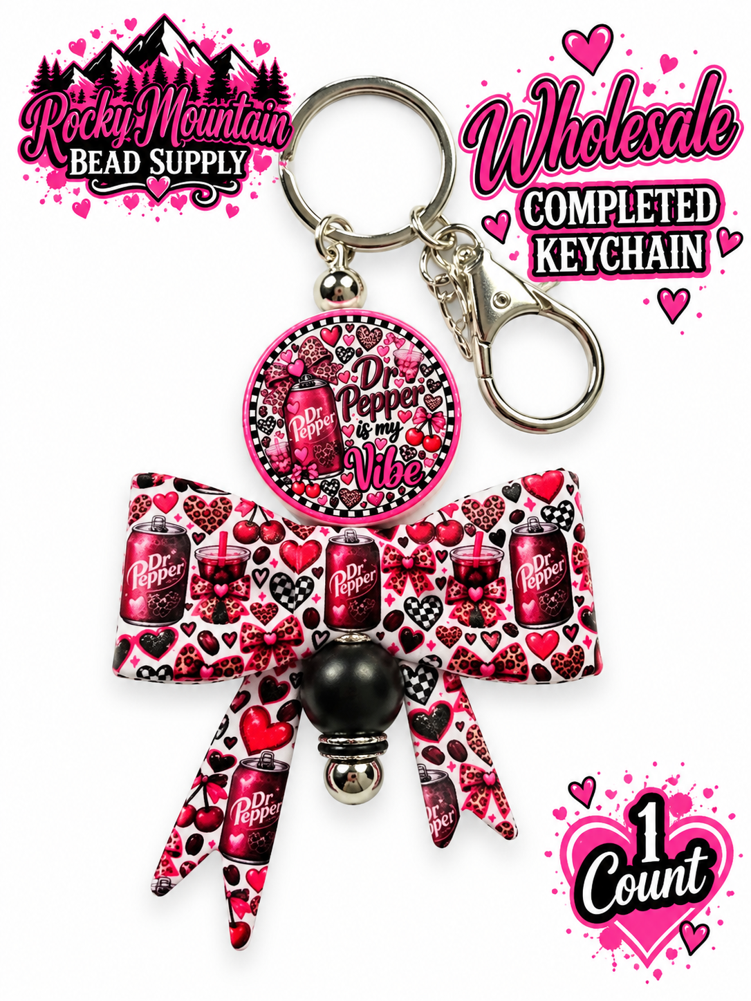 New 1 Count Completed Beadable KEYCHAIN Exclusive Design Wholesale