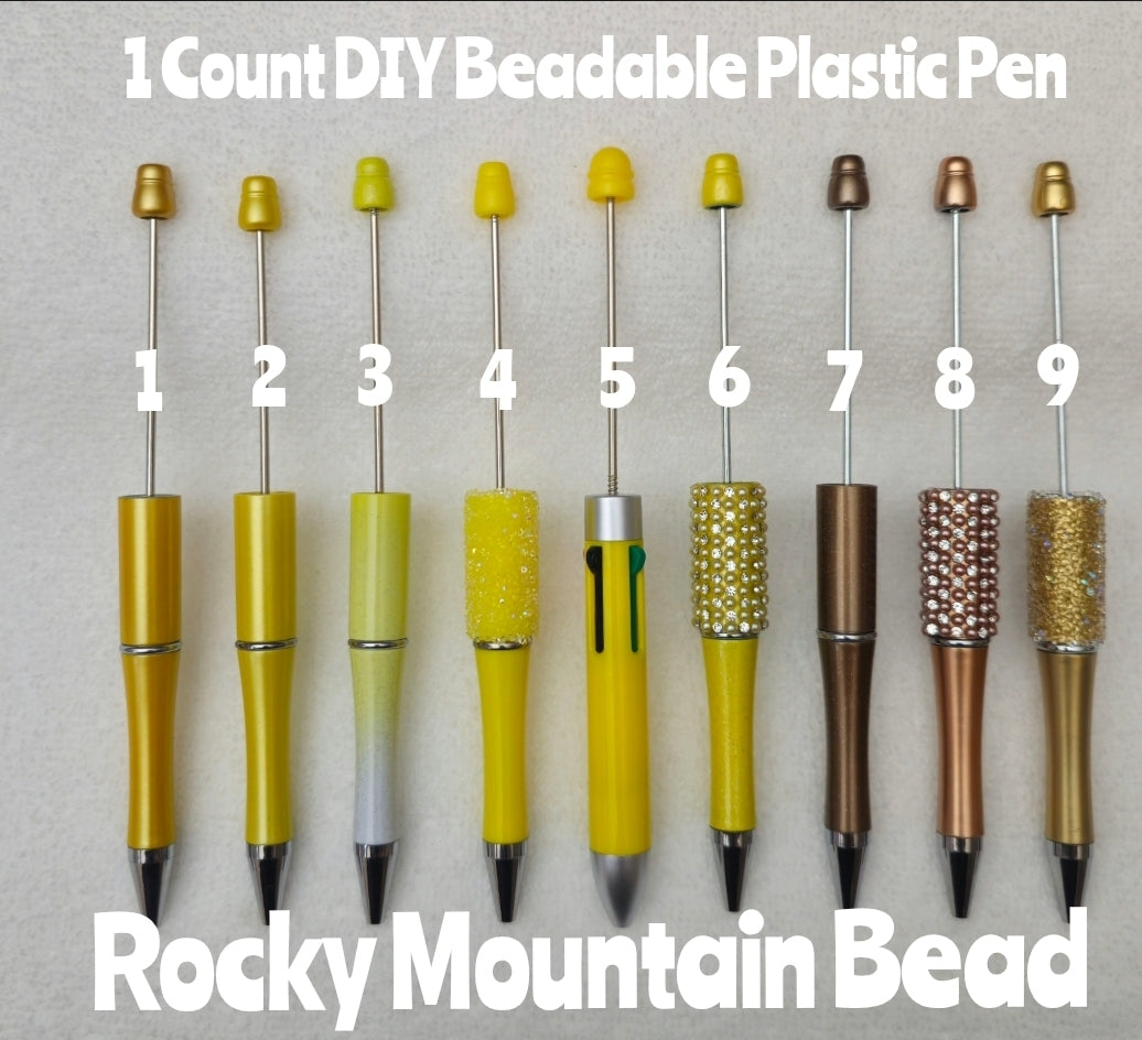 1 Count Beadable Pens DIY Yellow Browns Golds Beadable Blanks Craft Supplies