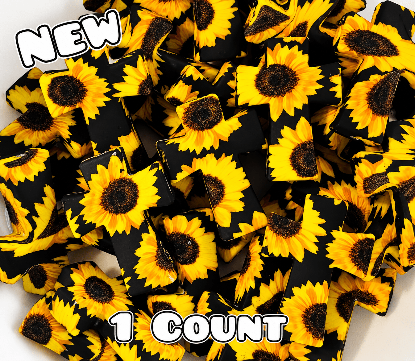 New 1 Count Focal Bead Cross Sunflowers