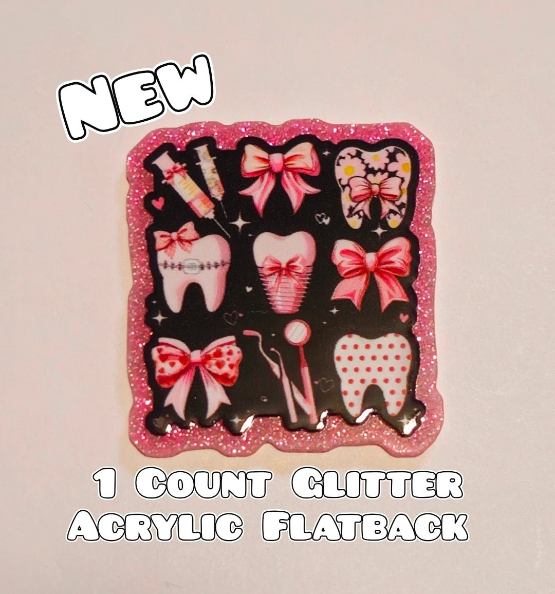 Glitter Acrylic Flatback- Acrylic Planer Resin Charm- Dental