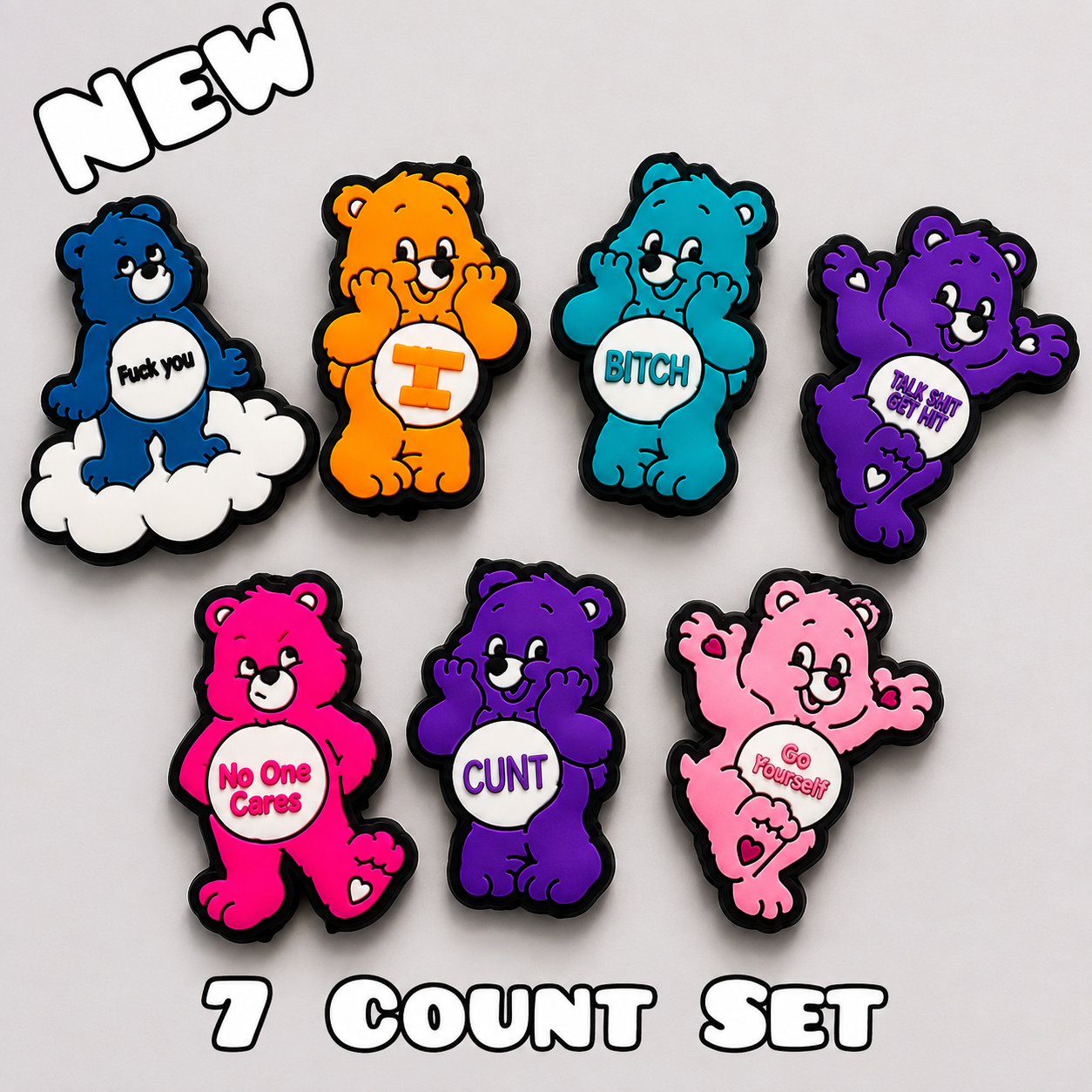 New 7 Count Focal Bead Set Swear bears. Orange bear is a suprise saying π