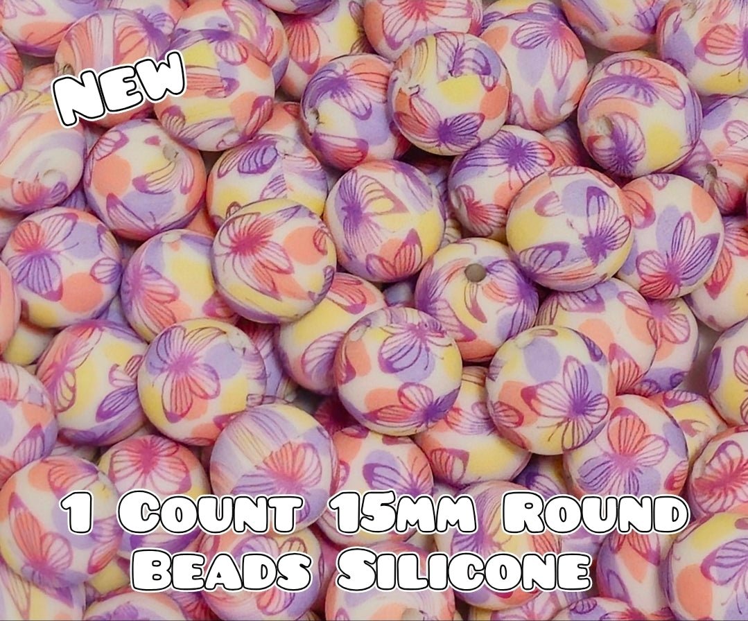 New 1 Count 15mm printed silicone beads PASTEL BUTTERFLY