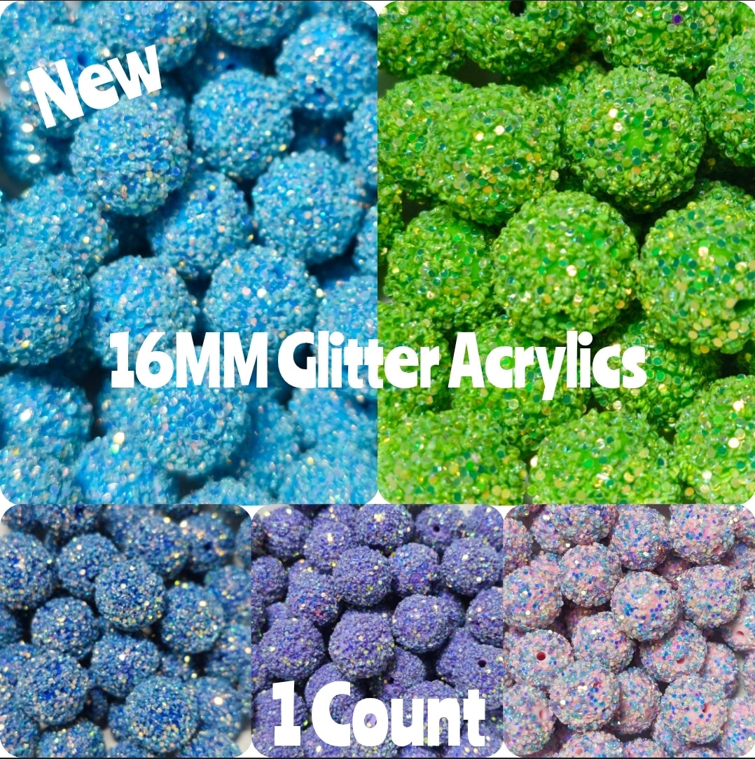 1 Count 16MM Confetti Glitter Acrylic Beads