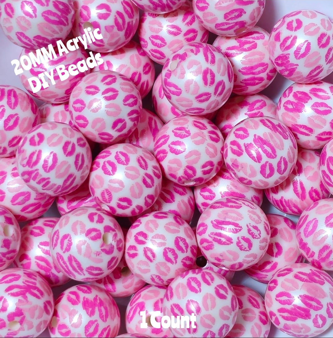 1 Count DIY 20MM Acrylic Beads Kisses Lips Craft Supplies