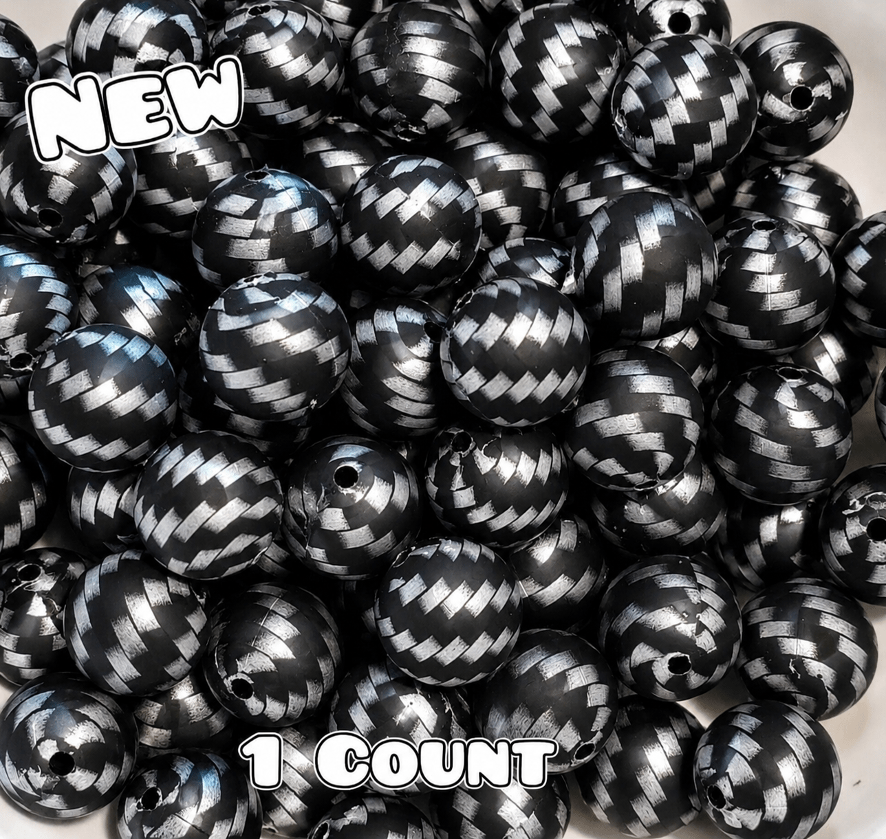 New 1 Count DIY Silicone Beads 15mm printed Basket Weeve