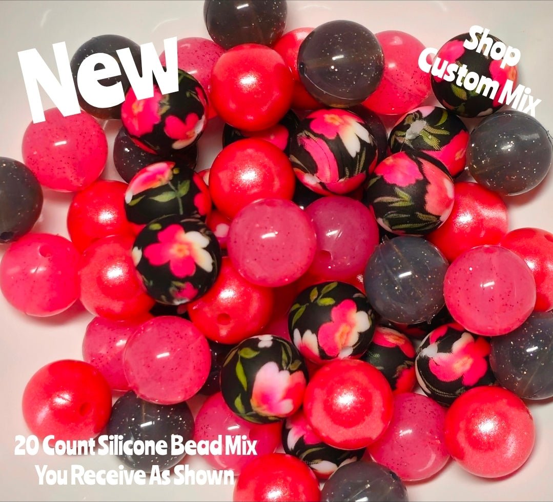 New 15mm Flowers SILICONE Bead Mix 20 count. DIY Bead Craft Supplies