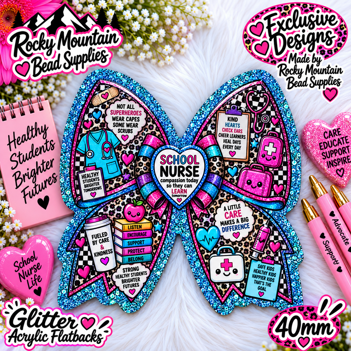 Shop Exclusive 1 Count Custom Exclusive Glitter Acrylic Flatback 40mm