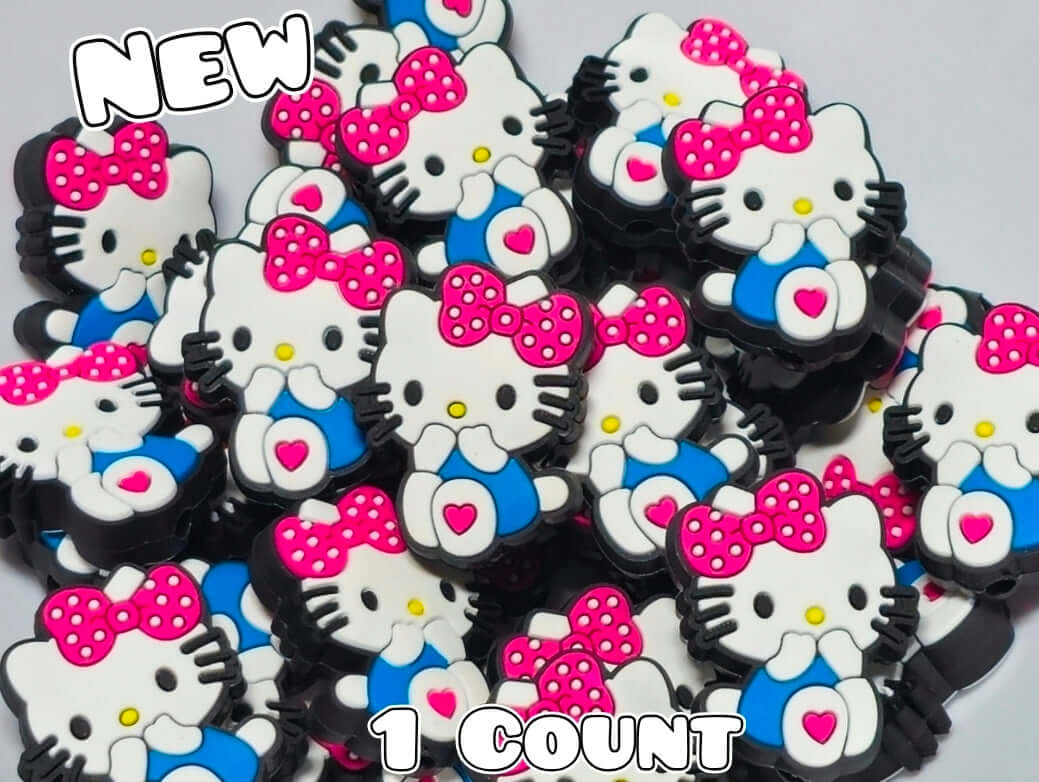 New 1 Count Hello Kitty Pink Bow Focal Bead