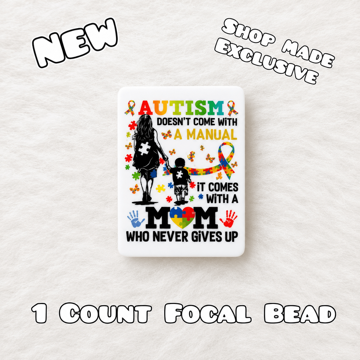 New 1 Count Focal Bead Autism Mom