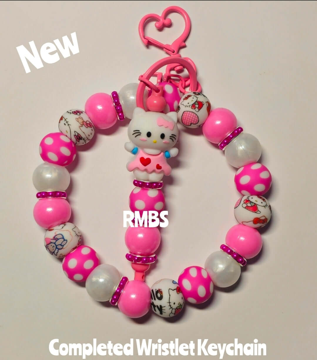 New Completed Keychain Wristlet Custom Handmade Hello Kitty