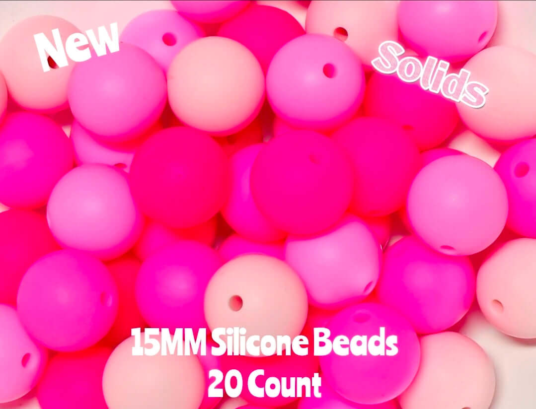 New 20 Count 15mm Silicone Solids Pink tones