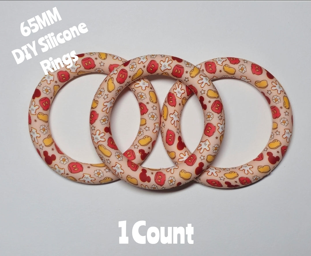 1 Count DIY 65MM Silicone Rings Craft Supplies Beadable Blanks Mickey Mouse