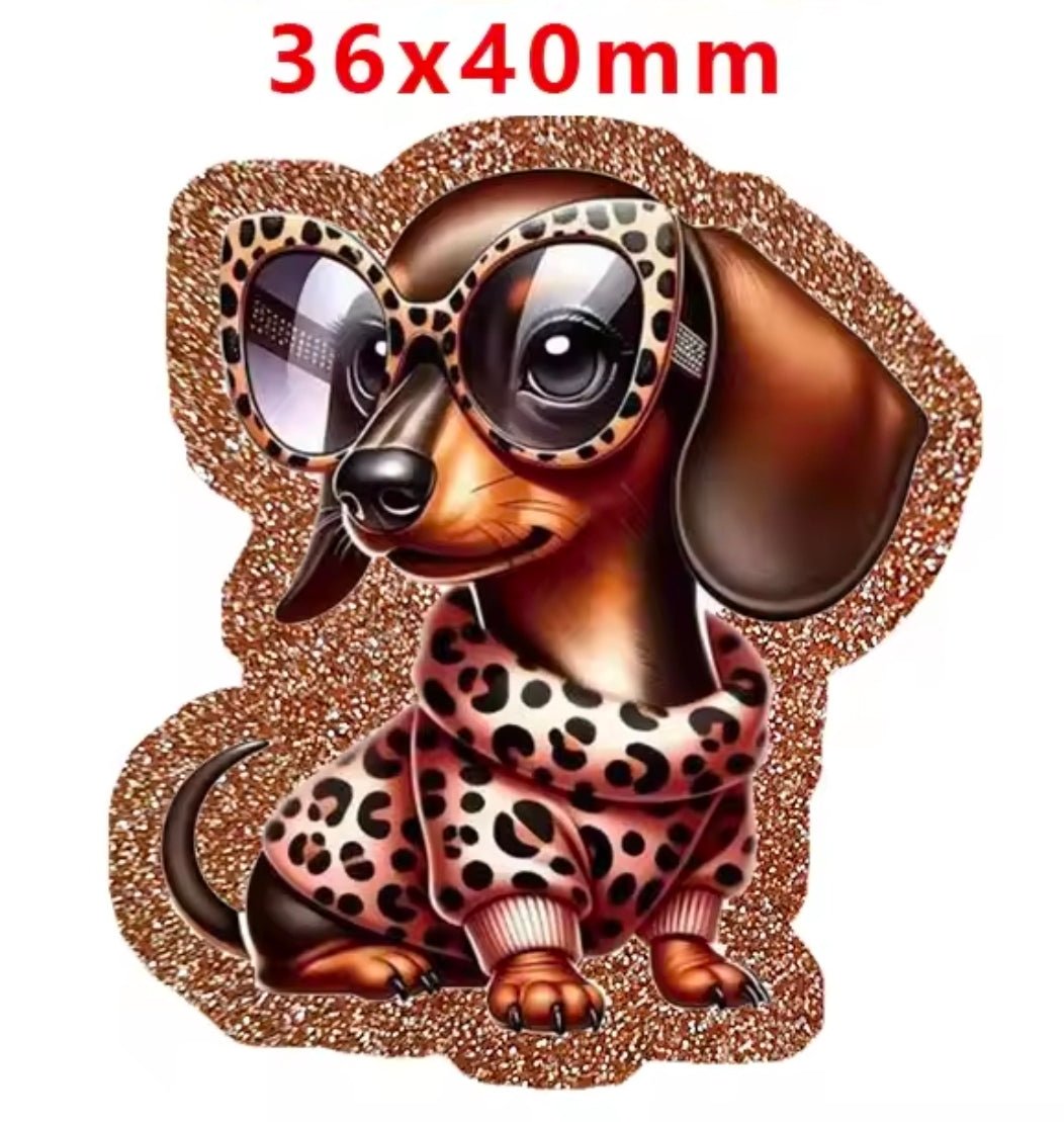 Glitter Acrylic Flatback- Acrylic Planer Resin Charm Dog