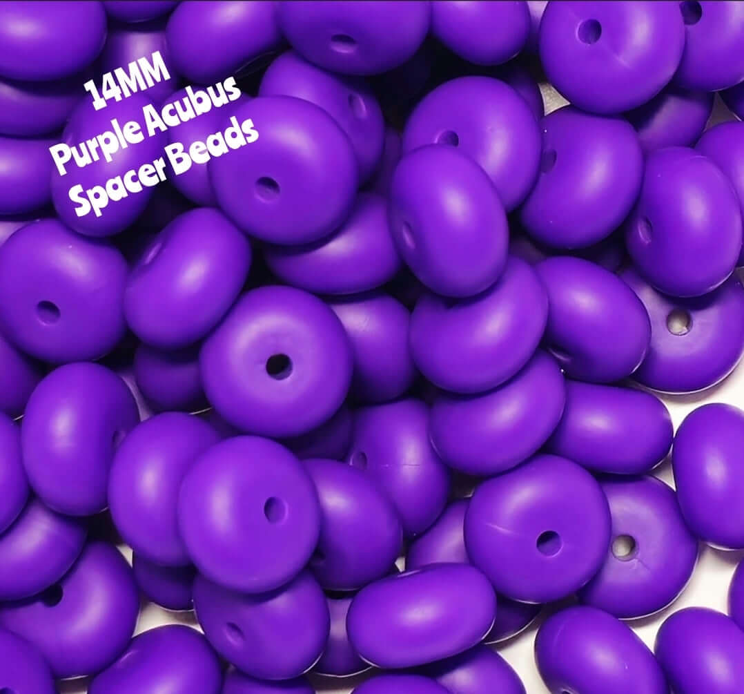 1 Count DIY 14MM PURPLE Silicone Acubus Spacer Beads Craft Supplies