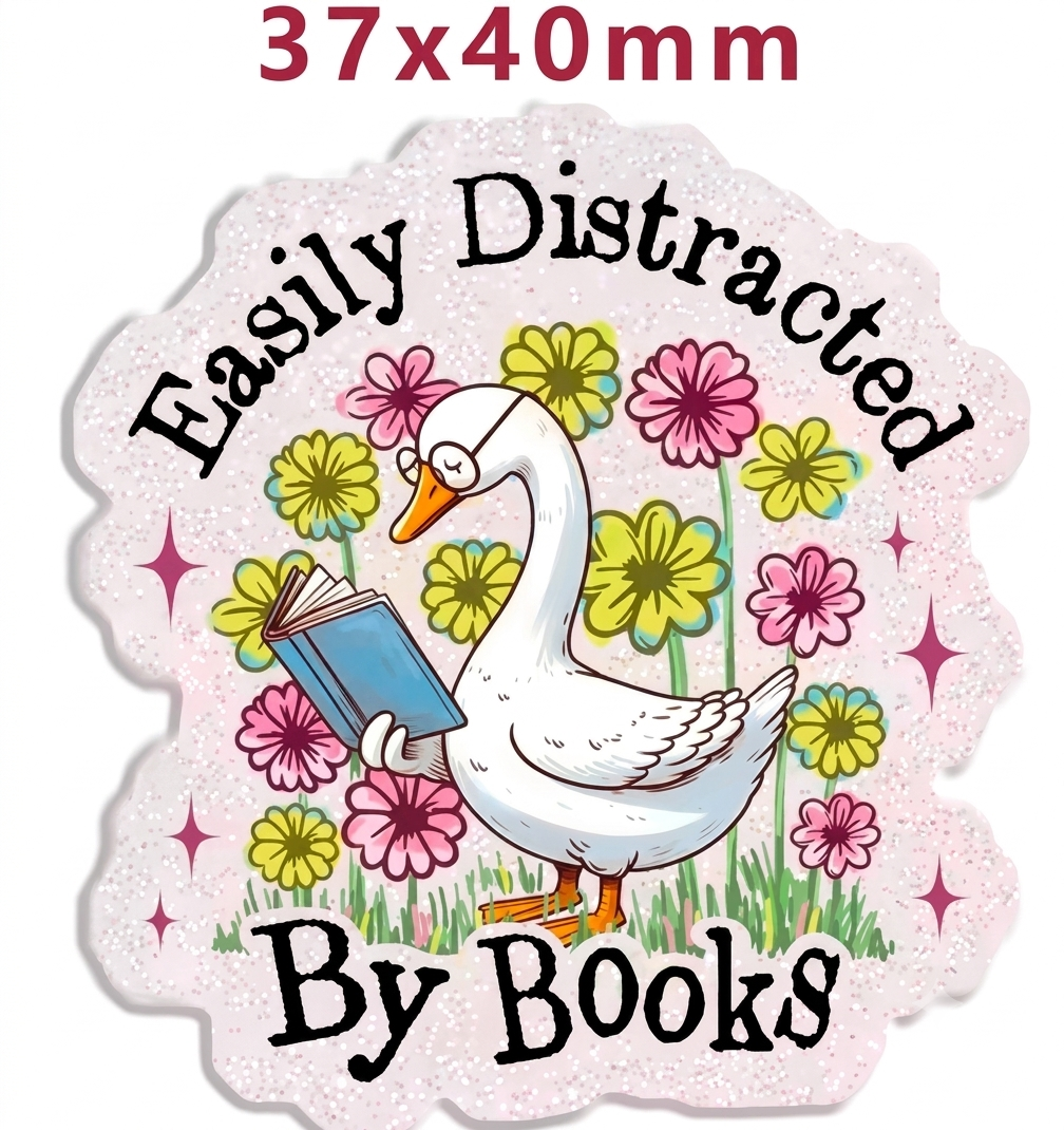 Glitter Acrylic Flatback- Acrylic Planer Resin Charm- Goose Books