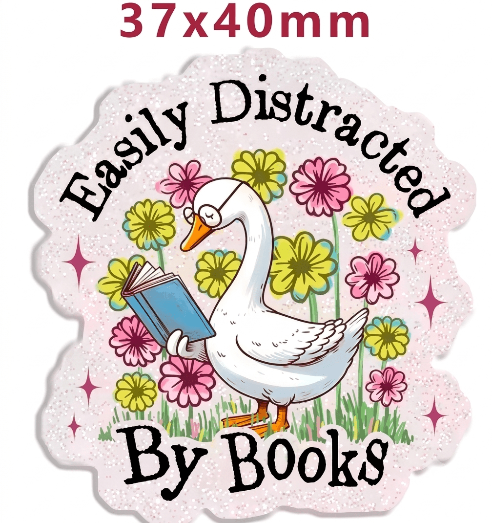 Glitter Acrylic Flatback- Acrylic Planer Resin Charm- Goose Books