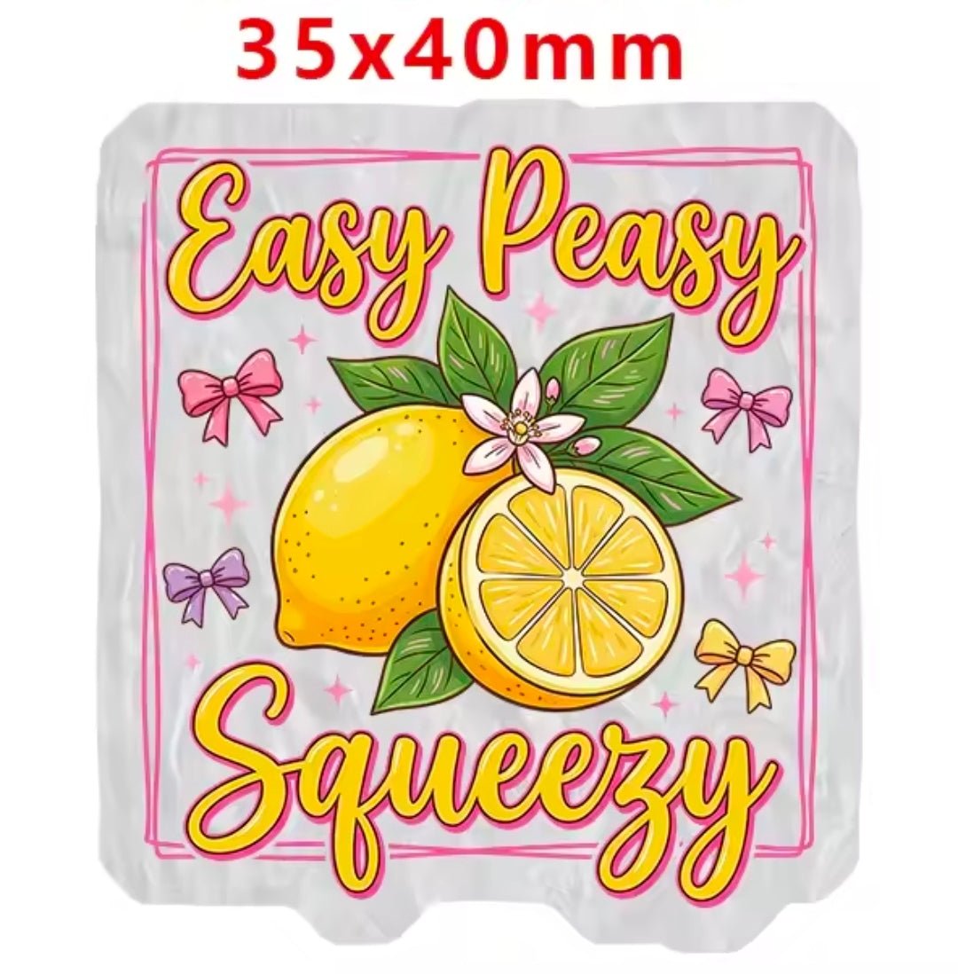 Glitter Acrylic Flatback- Acrylic Planer Resin Charm Ready peas lemon squeezy