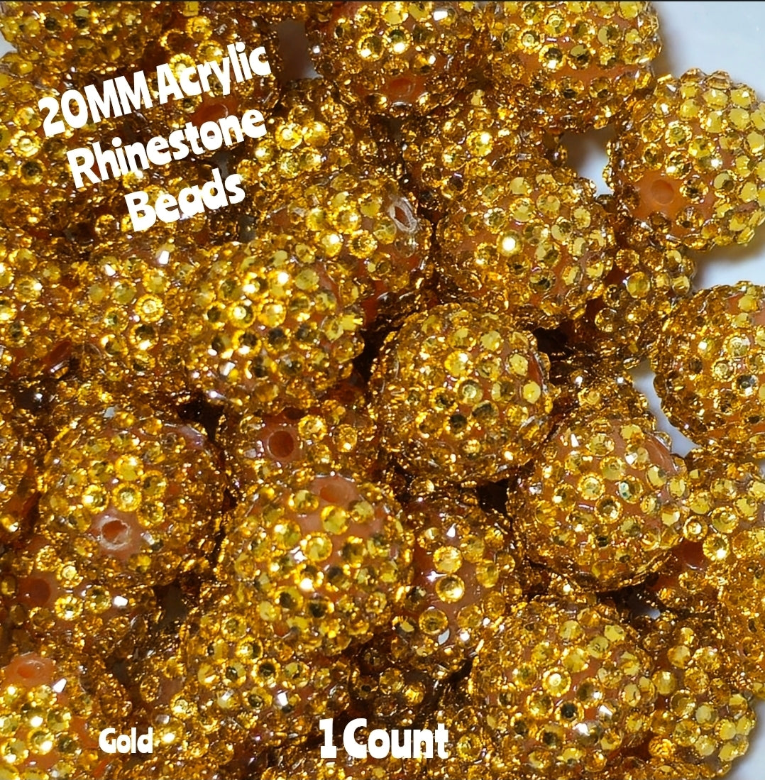 1 Count 20MM DIY Fancy Rhinestone Pink Acrylic Beads Craft Supplies
