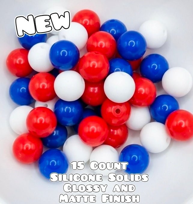 New 15 Count Solid Glossy Matte 15mm Silicone Bead Mix