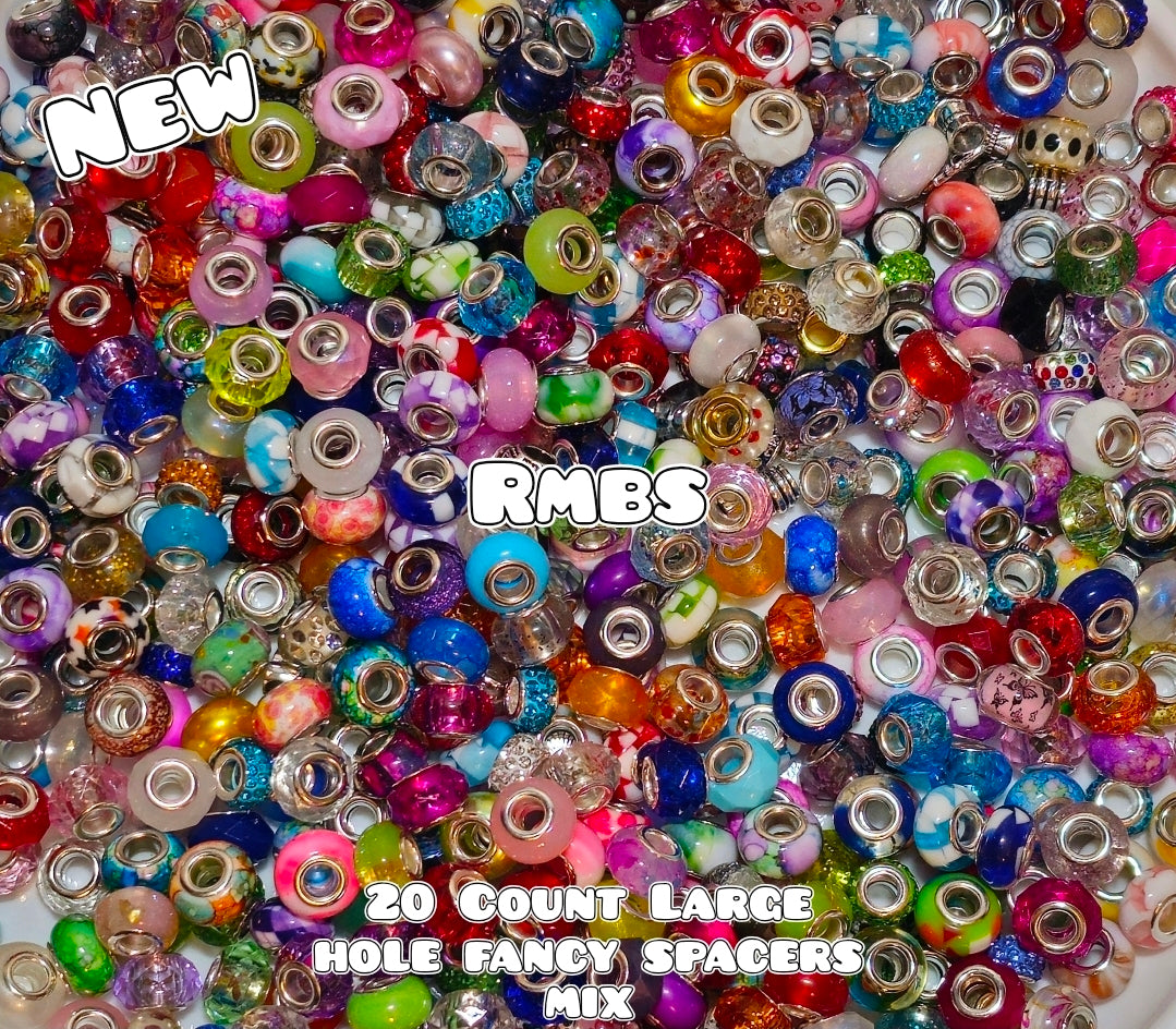 20 Count Fancy Large Hole 14mm Acrylic Spacer Beads
