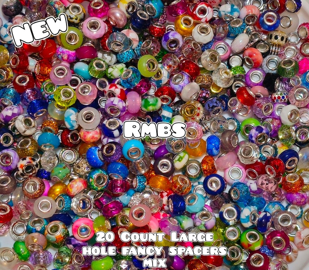 20 Count Fancy Large Hole 14mm Acrylic Spacer Beads