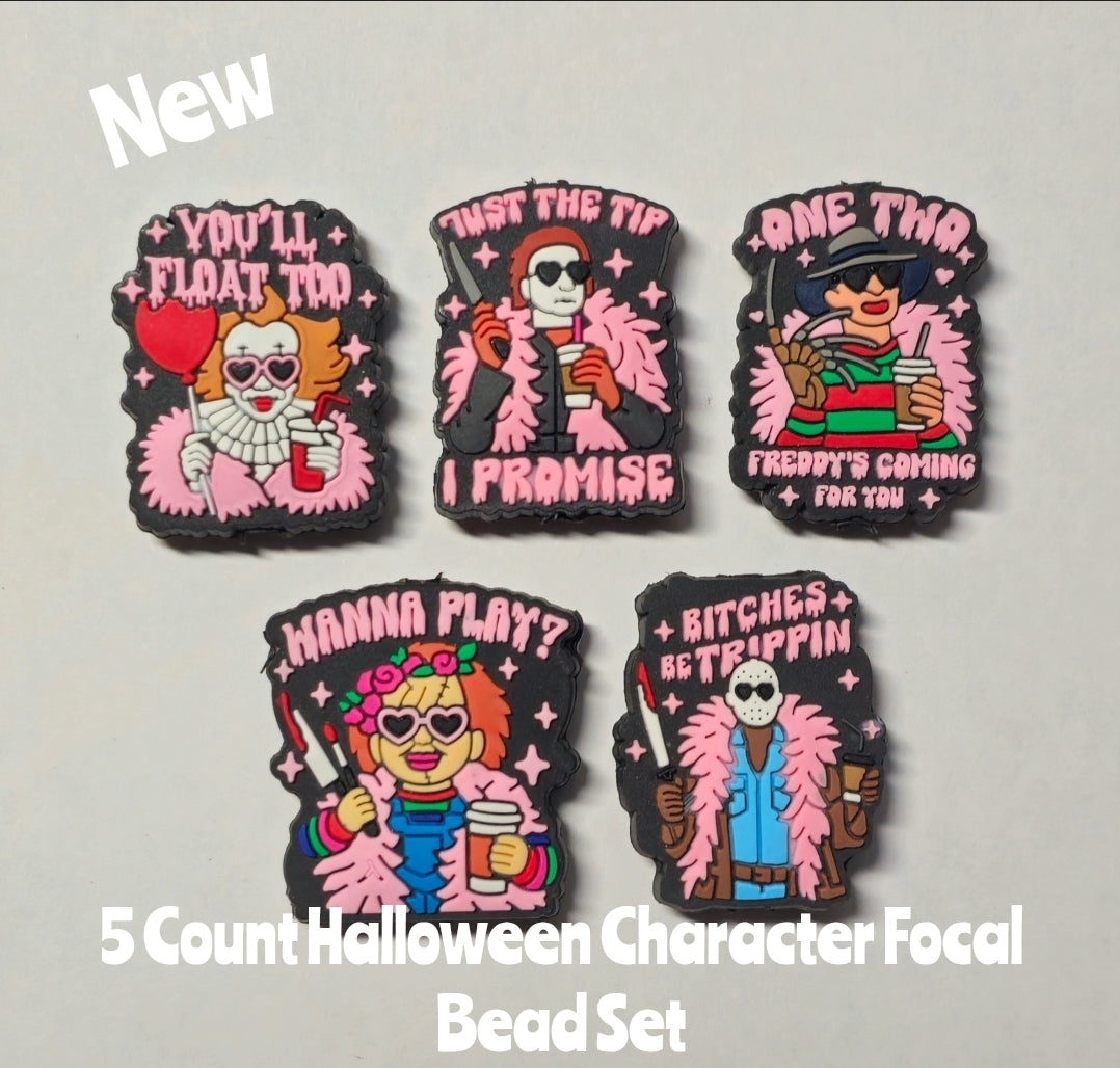 DIY Focal Bead 5 Count Craft Supplies Character Halloween Chucky Pennywise Freddie Jason Michael