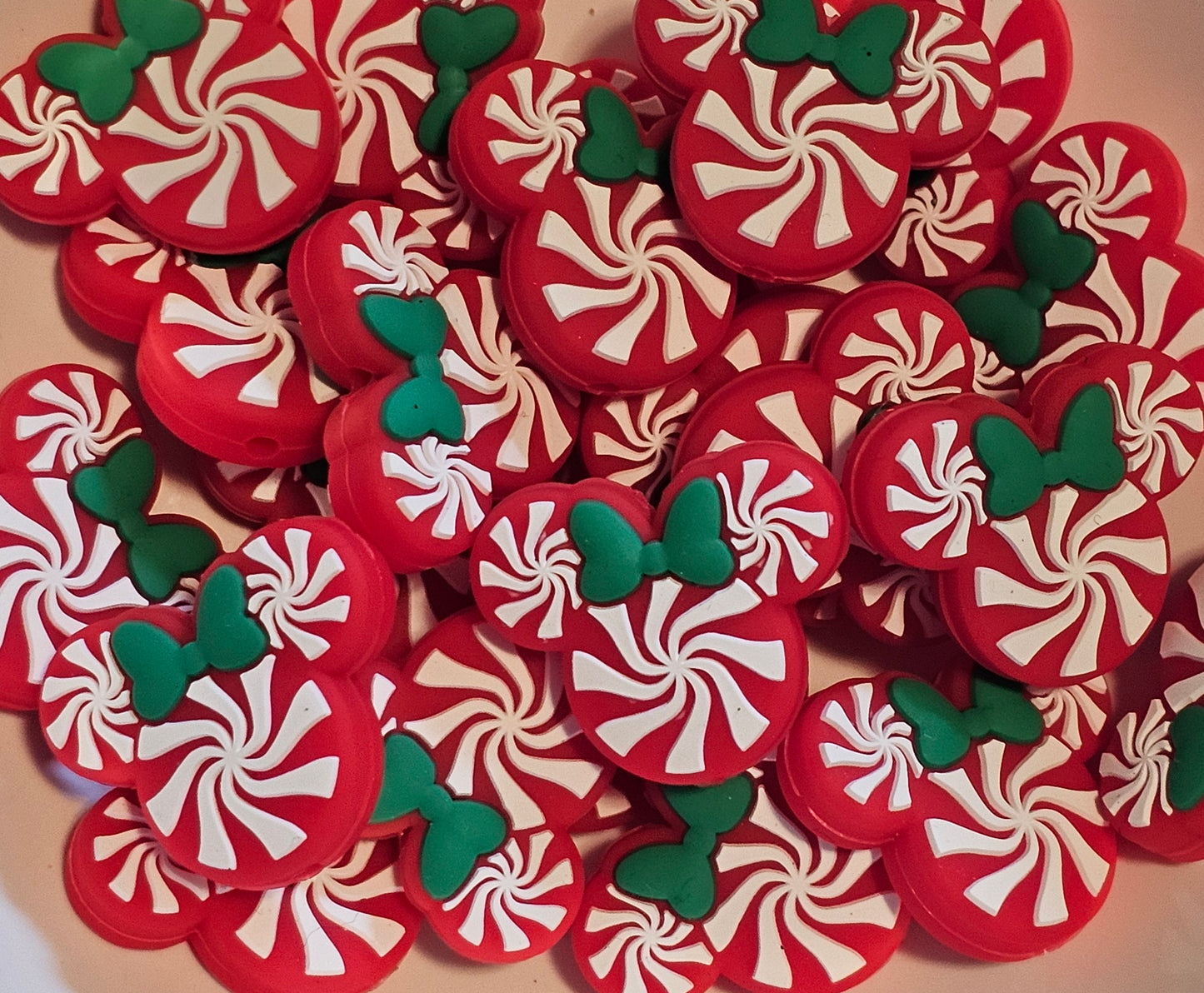 1 Count Focal Bead Mouse Ears Christmas