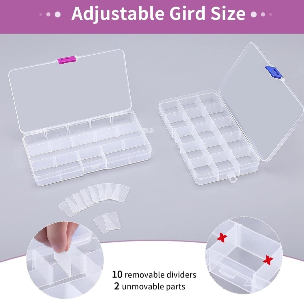 Adjustable storage box 10 Grid Compartments. Bead box
