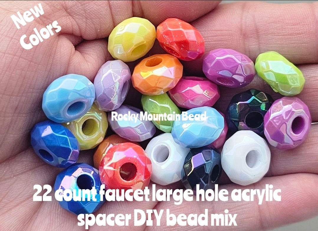 New colors mix 14mm acrylic faucet large hole spacer beads mix 22 count