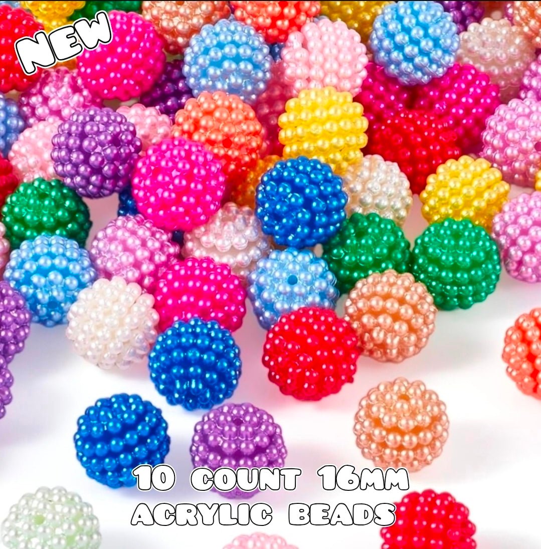 New 10 Count Acrylic 16mm Pearl Beads Multi Color Mix