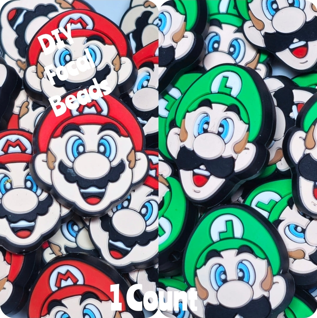 DIY Focal Bead 1 Count Craft Supplies Character Mario Luigi