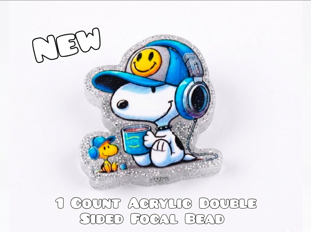 Snoopy ACRYLIC Focal Bead 1 COUNT Beadable Accessories