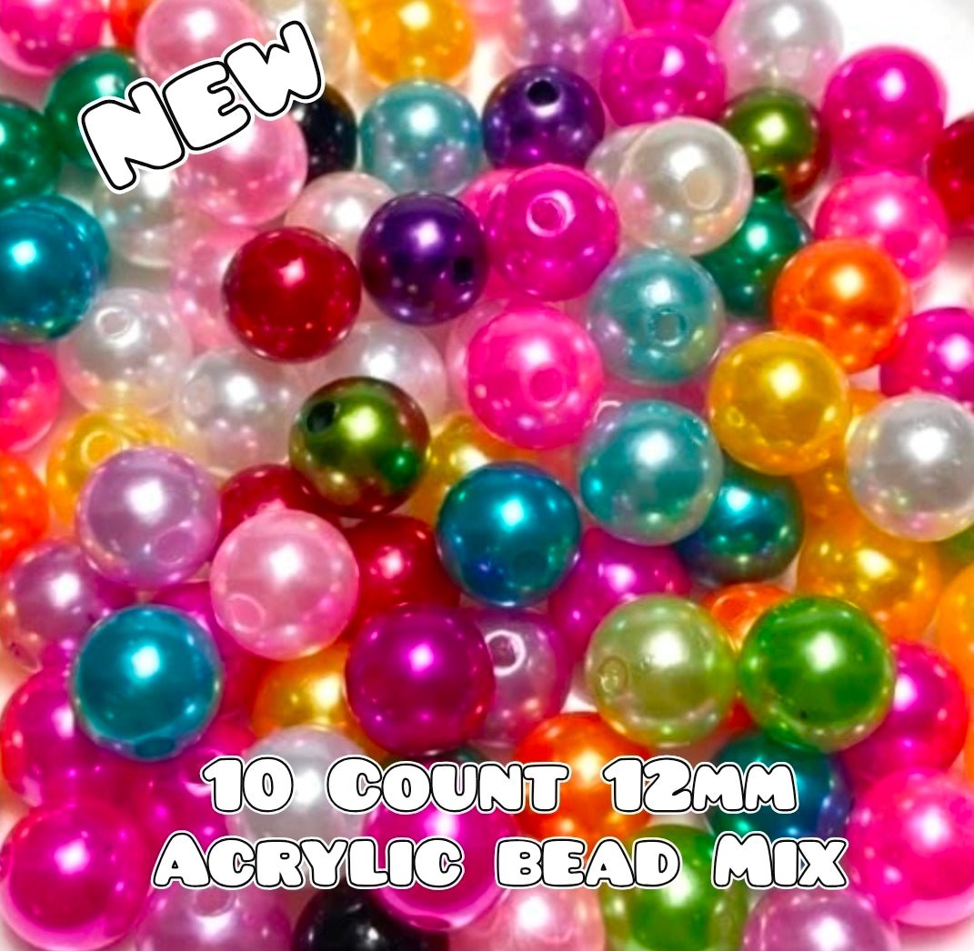 New 10 Count Acrylic 12mm Beads Multi Color Mix Pearl