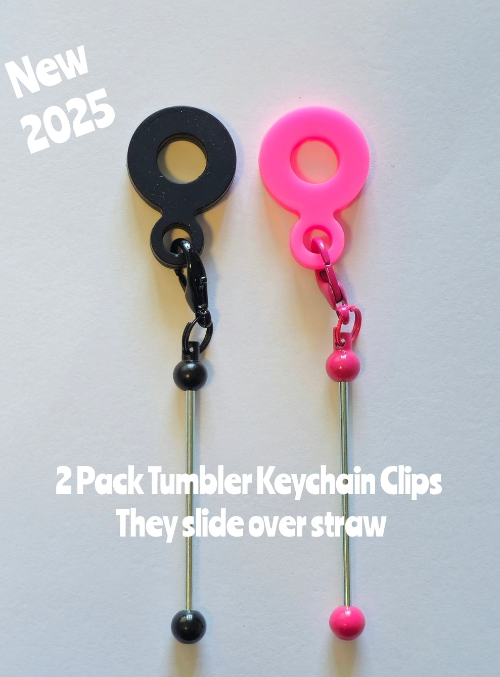 New 2 count tumbler keychain clips
