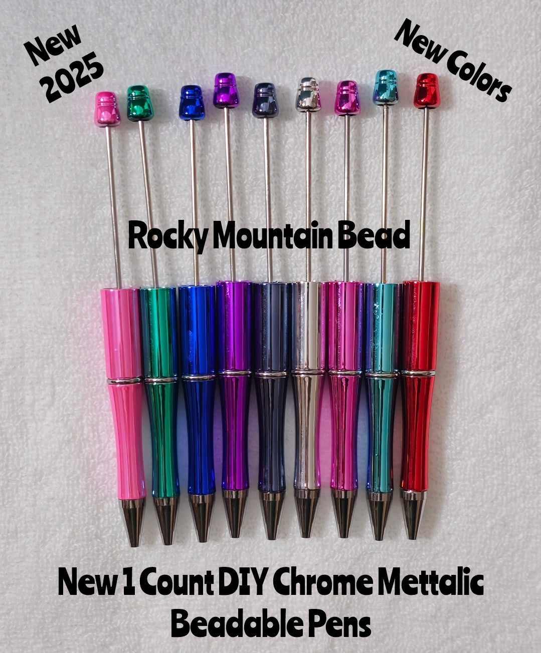 New custom colors 1 count plastic beadable pen chrome Mettalic