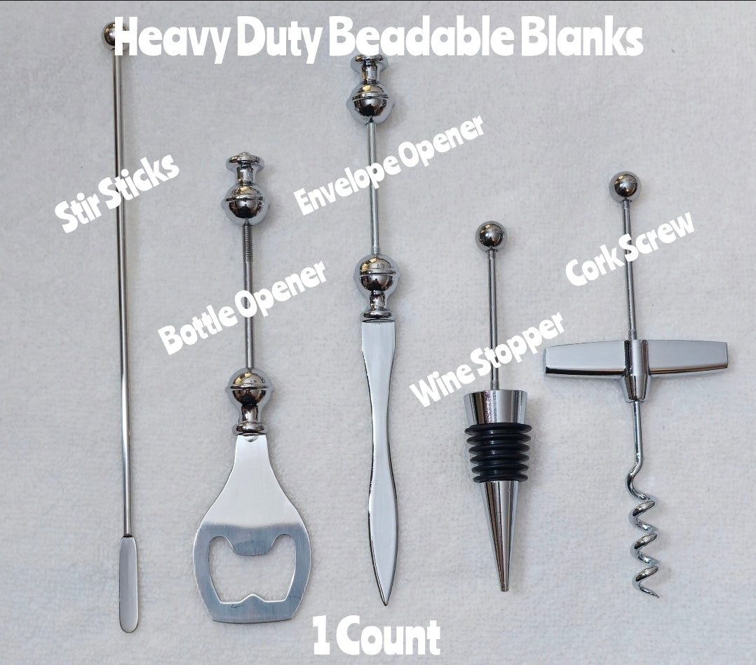 1 Count DIY Beadable Blanks Craft Supplies Stir Sticks- Envelope Opener- Bottle Opener- Wine Stoppers- Cork Screws Beadables