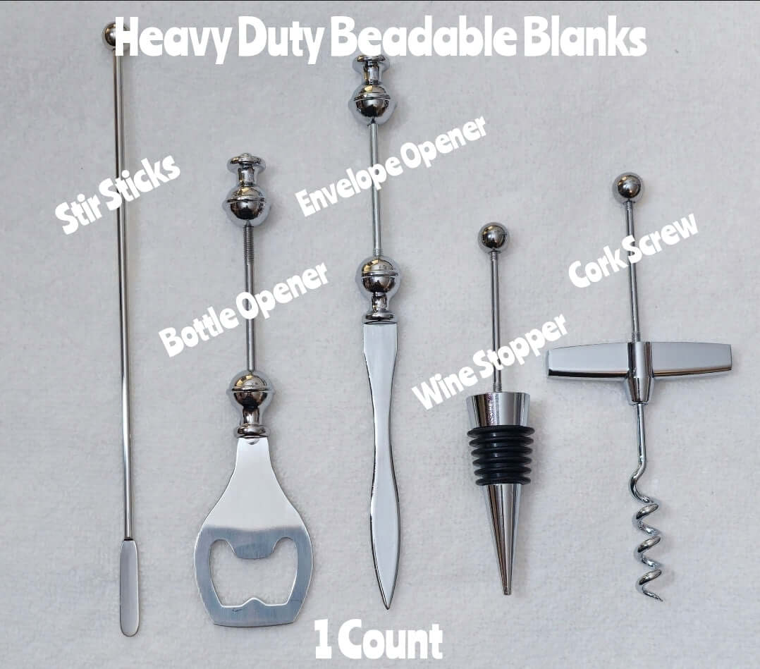 1 Count DIY Beadable Blanks Craft Supplies Stir Sticks- Envelope Opener- Bottle Opener- Wine Stoppers- Cork Screws Beadables