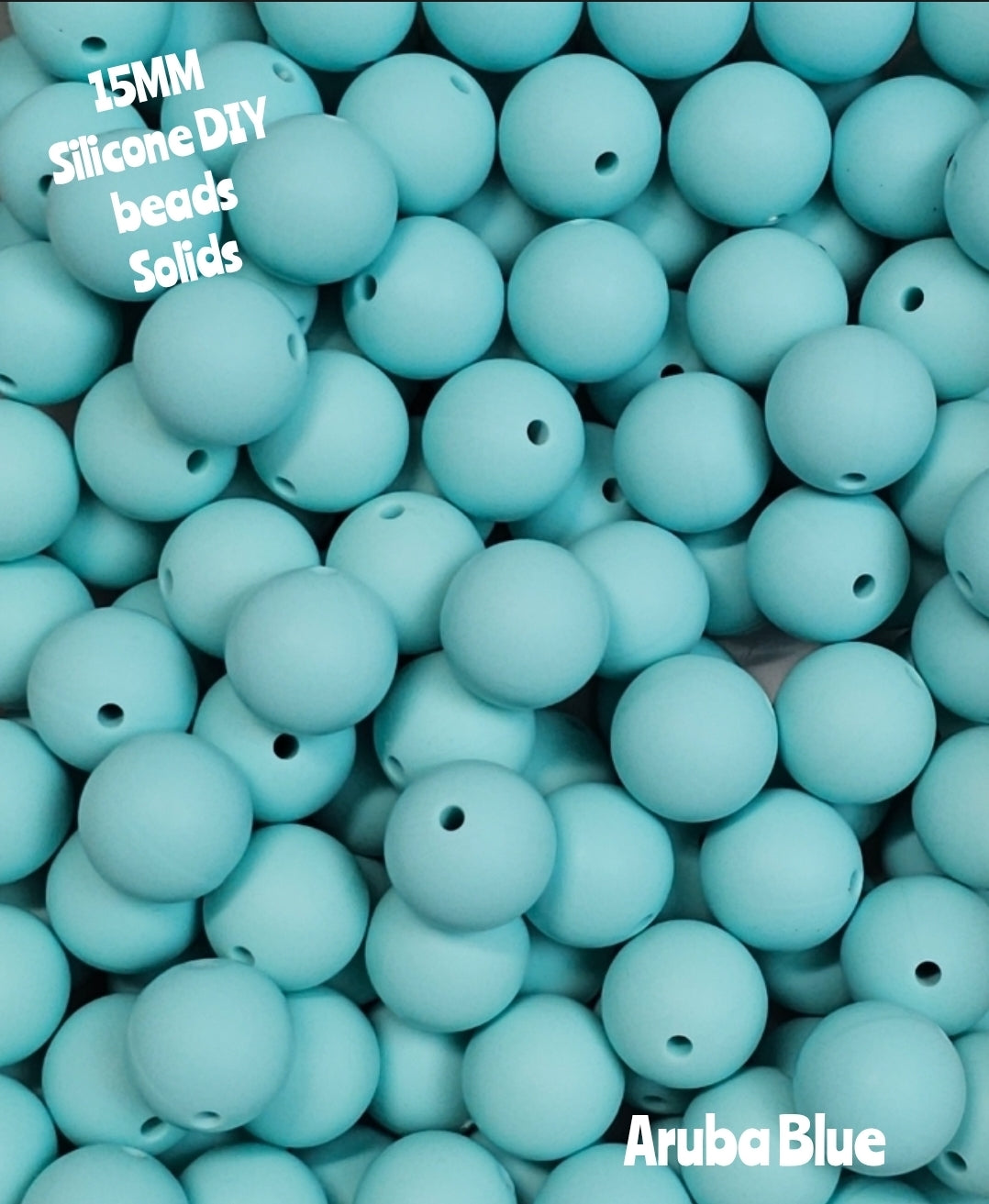 15mm DIY Silicone Solids 1 Count Aruba Blue