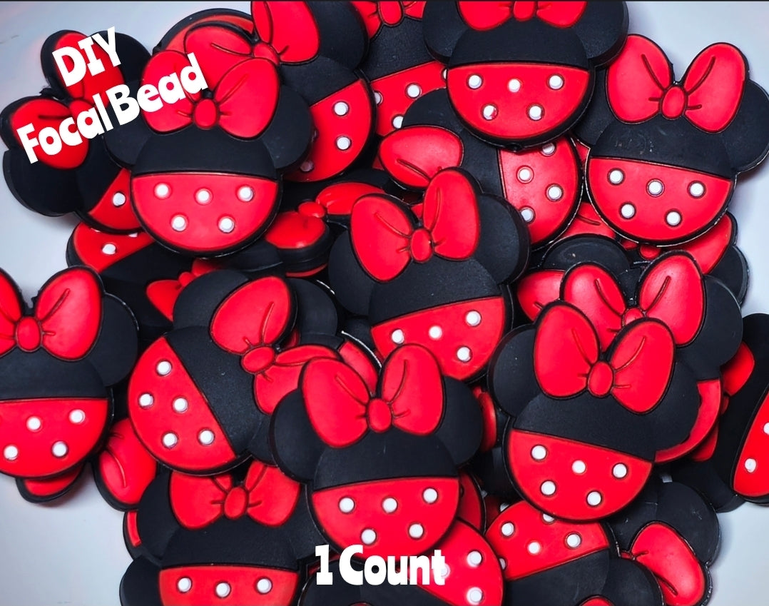 DIY Focal Bead 1 Count Craft Supplies Character Mouse Red Bow