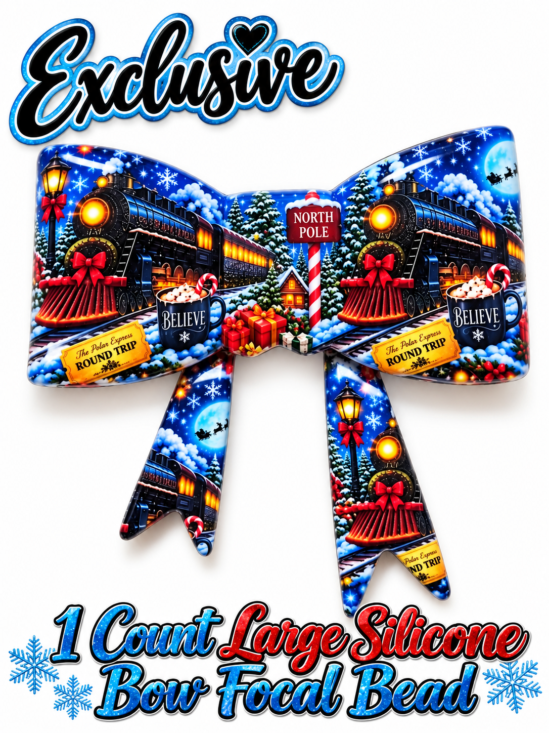 New Shop Exclusive 1 Count Large Silicone Bow POLAR EXPRESS