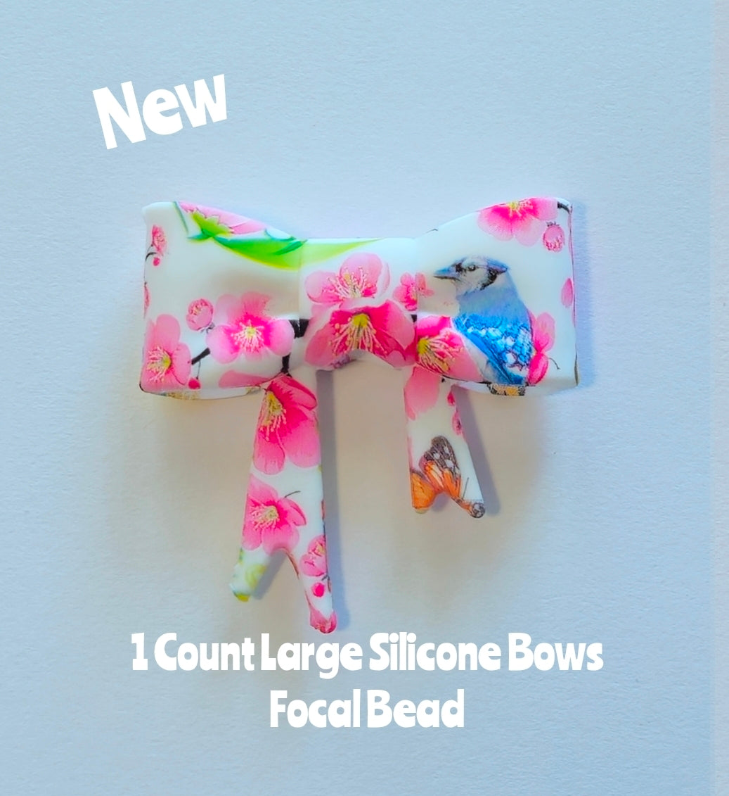 New 1 Count Large Bows Focal Bead
